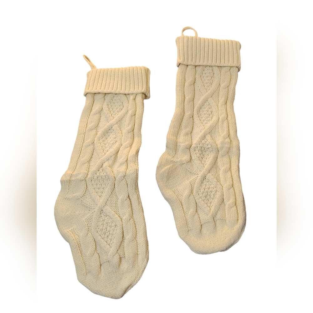 Knitted Beige Christmas Stockings